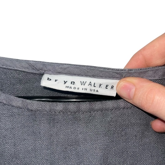 Bryn Walker 100% Linen Oversized Blouse Round Neck Top Gray Small Lagenlook - Picture 3 of 8